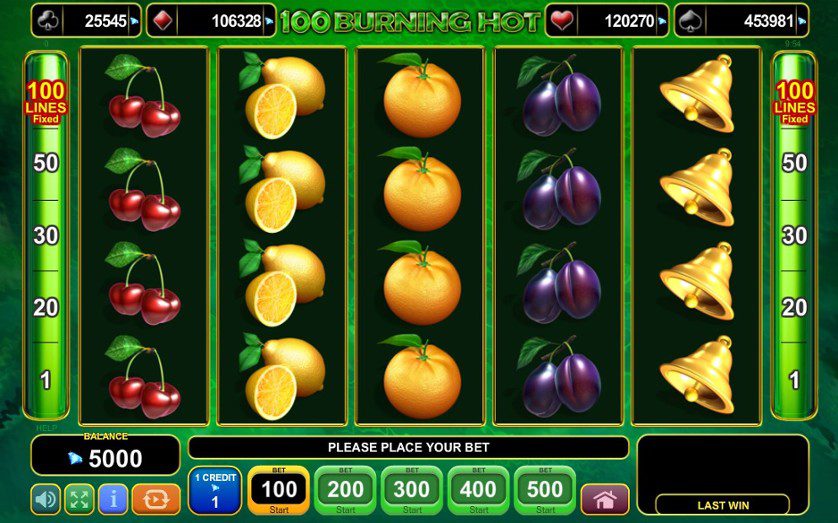 Интерфейс слота Burning Hot 100 от Amusnet в Pokerdom