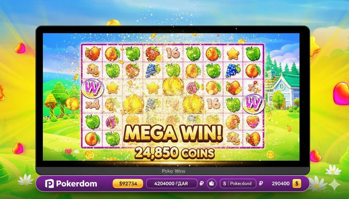 Pokerdom казиносидаги Fruit Party 2 слотида катта ютуқ скриншоти
