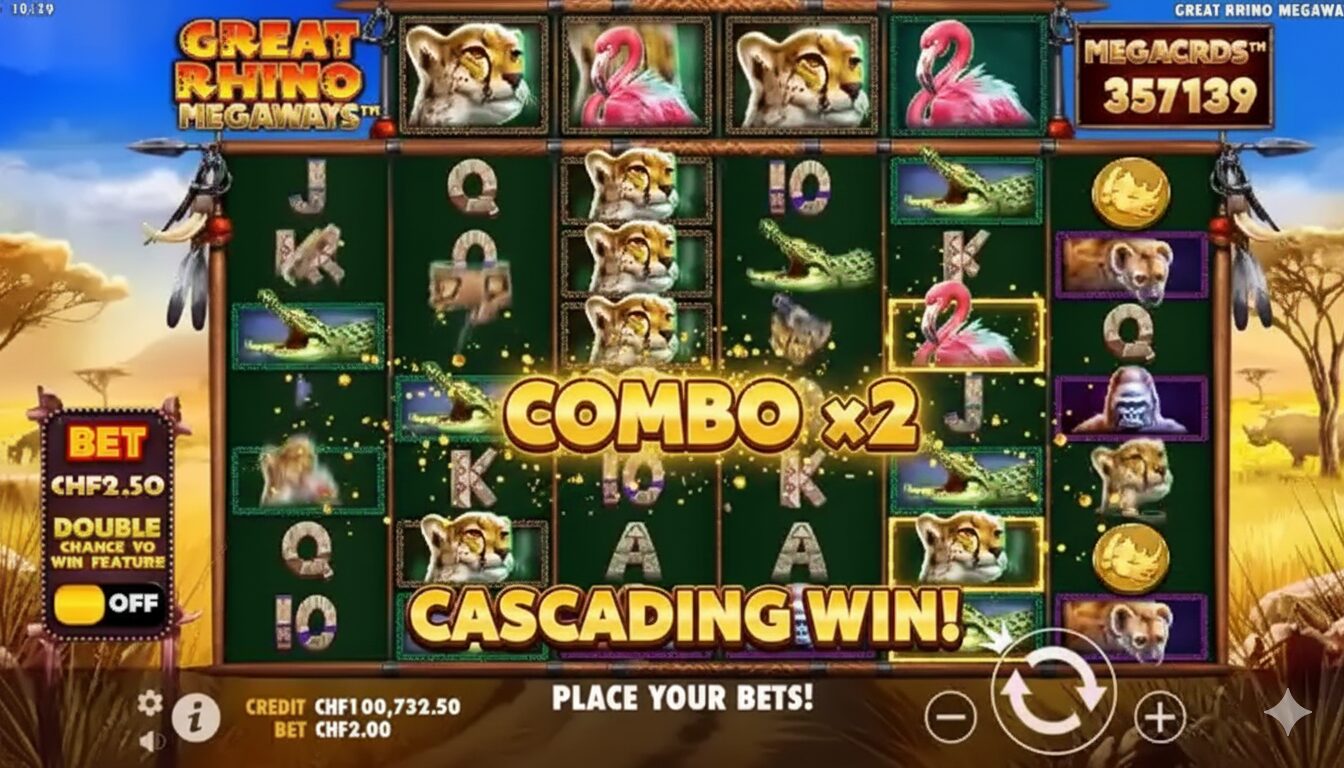 generate a photo on the theme Example of cascading wins in Megaways slots. Take the design from my photo