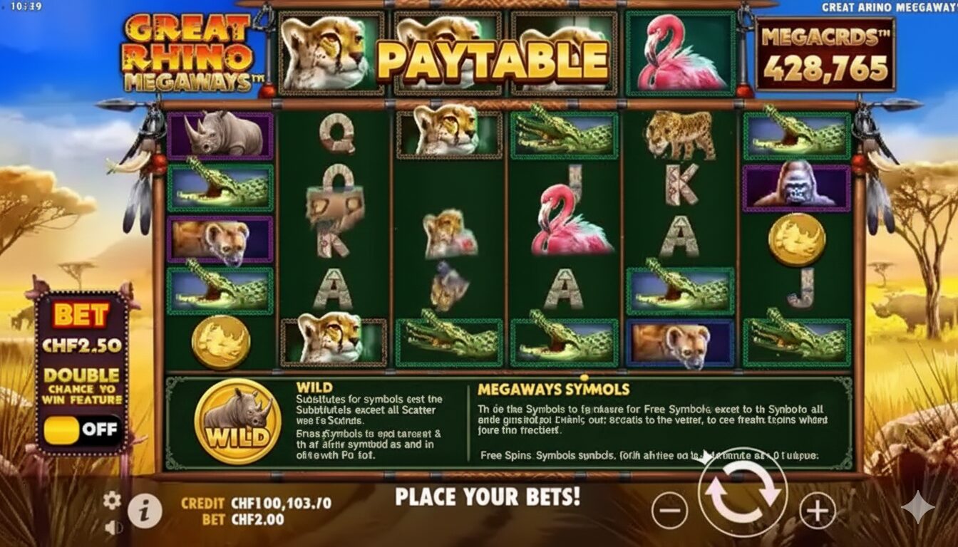 Great Rhino Megaways Symbol Payout Table