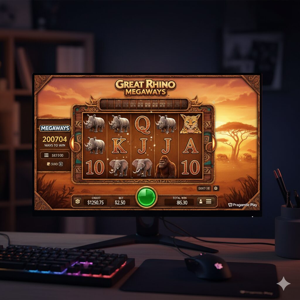 Great Rhino Megaways slot graphics and interface