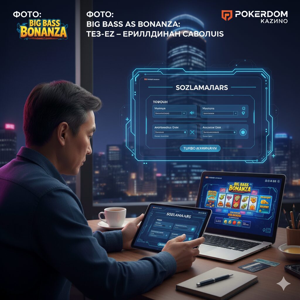 Big Bass Bonanza slotining ovoz va avto-oʻyin opsiyalari bilan sozlamalar menyusi
