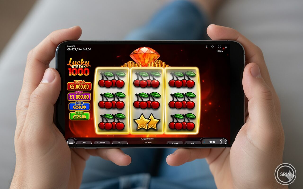 Смартфондағы Lucky Streak 1000 слотының мобильді нұсқасы