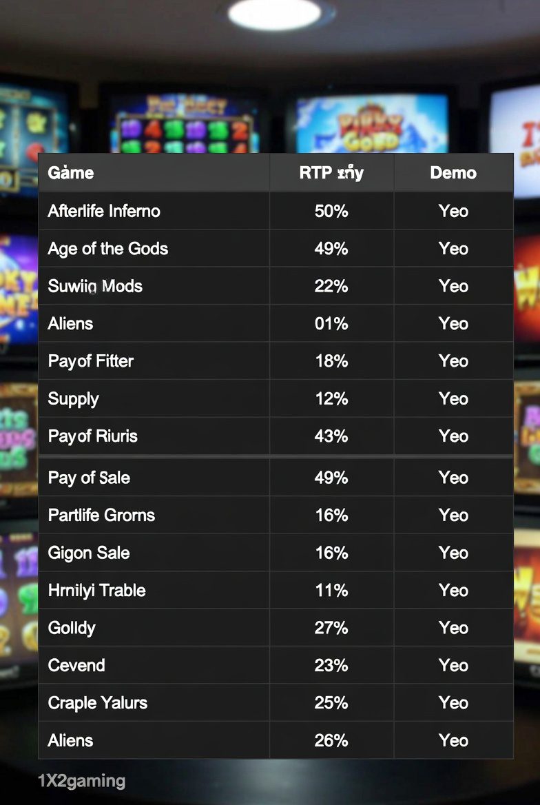 RTP table for 1X2gaming slots and demo mode on Pokerdom