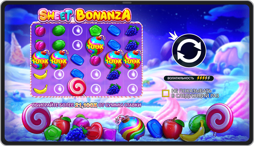 Sweet Bonanza slot machine interface from Pragmatic Play
