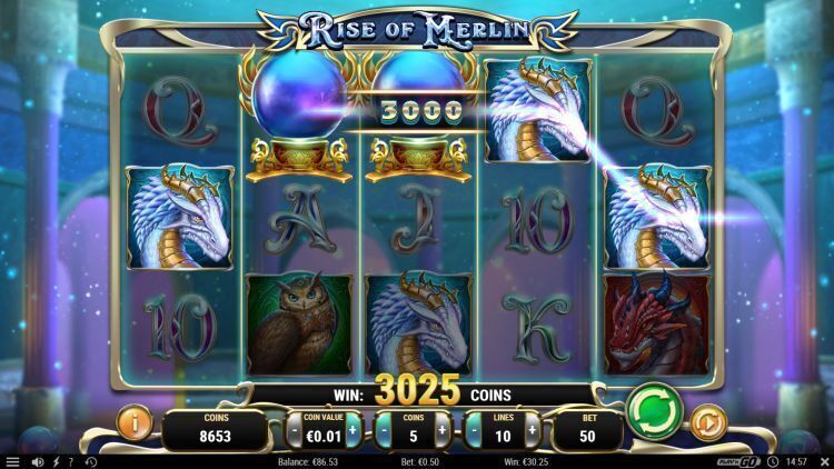 Free spins round in the Rise of Merlin slot