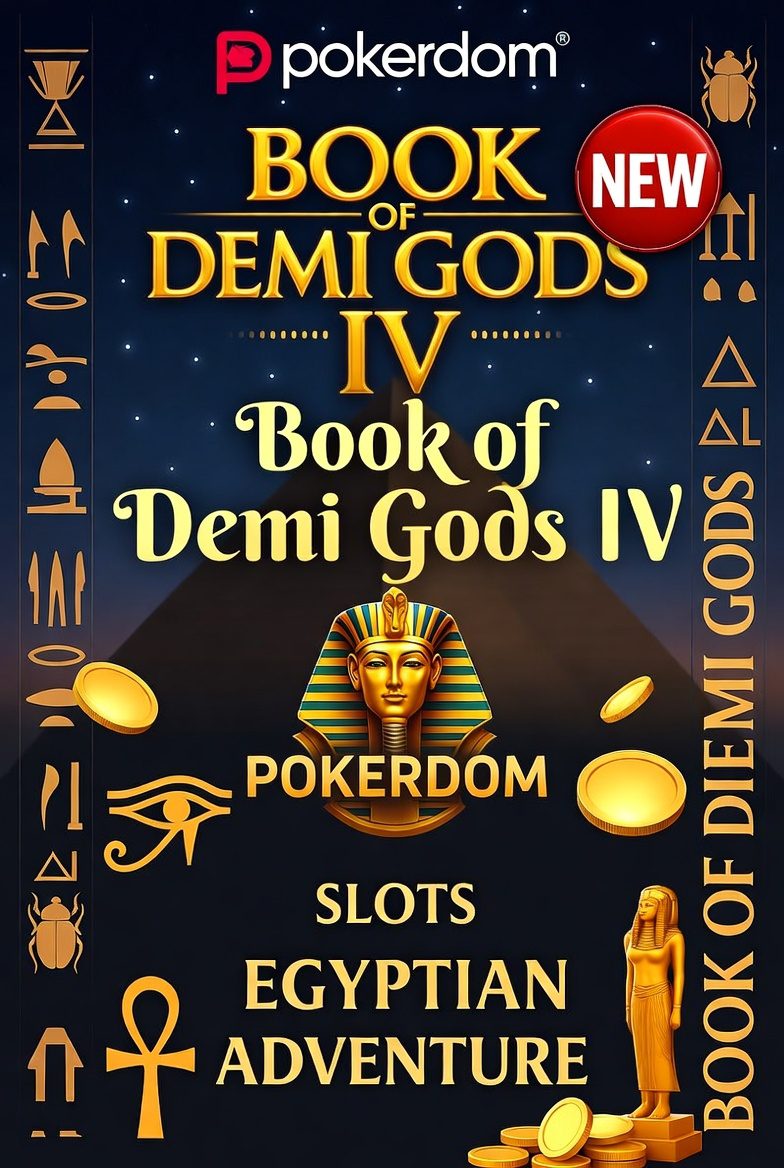 Pokerdom бас бетіндегі Book of Demi Gods IV промо-баннері